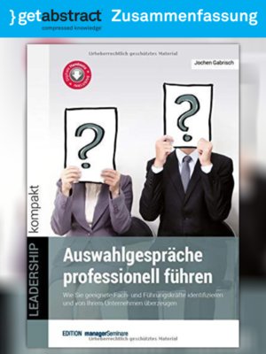 cover image of Auswahlgespräche professionell führen (Zusammenfassung)